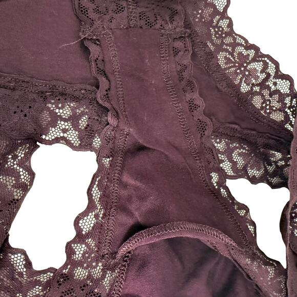 Aerie Cheekiest Cheeky Pantie Lace Burgundy Womens Large - Picture 3 of 5